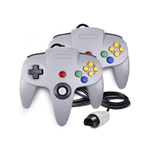 Pack de 2 Manettes Compatibles Nintendo 64 N64 ¿ Joypads Filaire 1,80 m Gris ¿ Joystick Analogique & Boutons C ¿ Compatible Rumble Pak ¿ Straße Game®