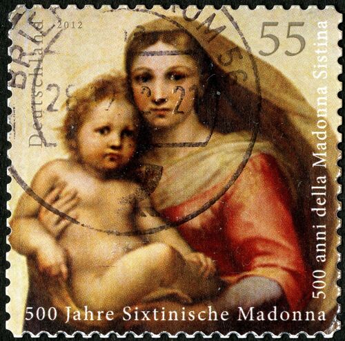 Timbre Oblitéré Deutschland, 500 Jahre Sixtinische Madonna, 2012, 55