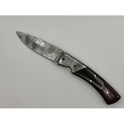 Couteau De Poche En Damas - Le Mascaron - Coutellerie Artisanale Hosteel - Couteau Pliant En Damas - Couteau De Collection - Lame Acier Damas - Cadeau Homme