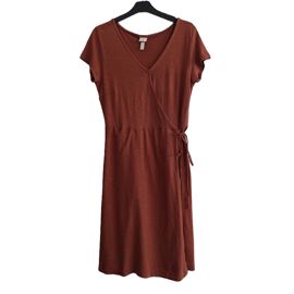 Robe Marron Col V Croisé. Manches Courtes. H&M. Taille M