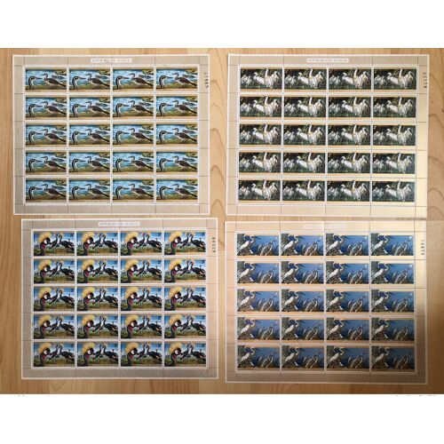 Senegal 1974 Mi.543 - 546 Faune Fauna Birds Oiseaux Vogel Parc Djoudj Sheets Bogen Planches Rare Mnh