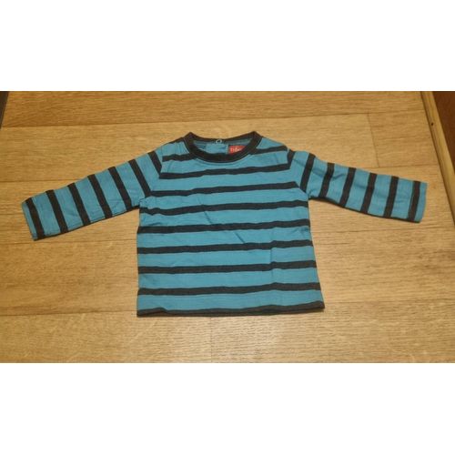 Haut Manches Longue Garçon Bleu Et Noir À Rayure Tissaia Taille 3 Mois