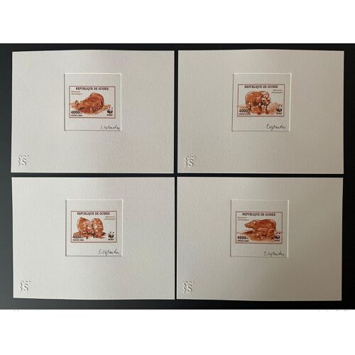 Guinee 2009 Epreuve D'artiste Artist Proof Mi. 6714 - 6717 Wwf Panda Fauna Hylochoerus Rouge Red