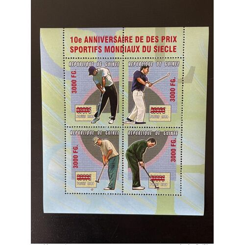 Guinee Guinea 2009 Mi. 6735 - 6738 Surcharge Overprint Prix Sportifs Mondiaux De L'annee Golf Sport Prize