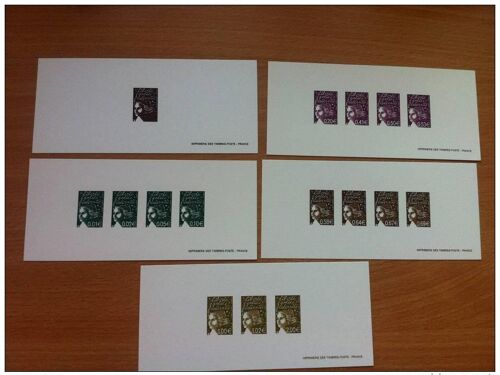 France 2002 - Gravure Gravures Marianne De Luquet 3443 A 3457 Bloc 44 Et 45 + Tvp