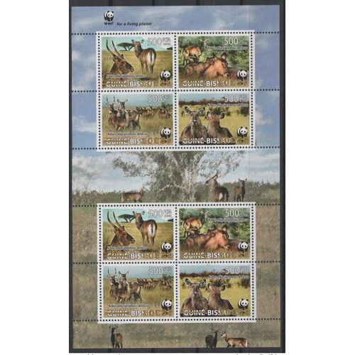 Guine-Bissau 2008/2019 Error Inverted Overprint Faune Fauna Kobe Kobus Ellipsiprymnus Defassa Wwf Mnh** Rare