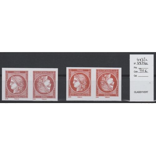 France 2014 - Yt 4872a & 4874a Paires Tete-Beche Ceres 1849 Offset Et Taille-Douce Barre Salon Du Timbre Paris
