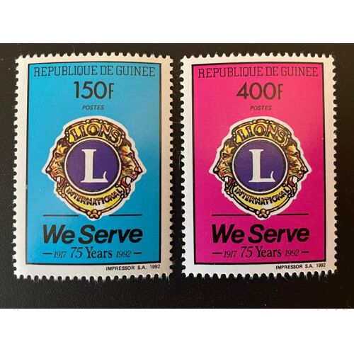 Guinee Guinea 1992 Mi. 1374 1375 Lions Club International We Serve 75 Years Ans