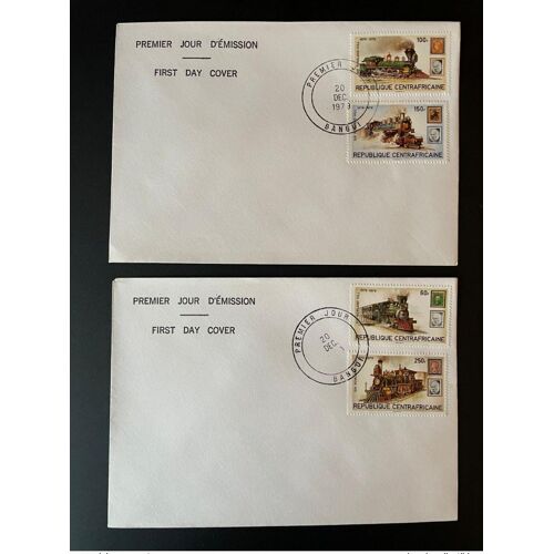 Centrafricaine 1979 Mi. 648 - 652 Fdc 1er Jour Cover Sir Rowland Hill Trains Railways Eisenbahn Stamp On Stamp