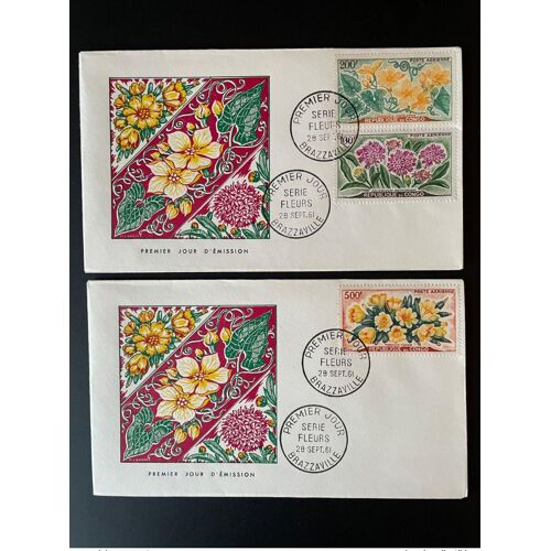 Congo 1961 Mi. 9 - 11 Fdc 1er Jour Cover Fleurs Bluten Blumen Flowers Poste Aerienne Airmail