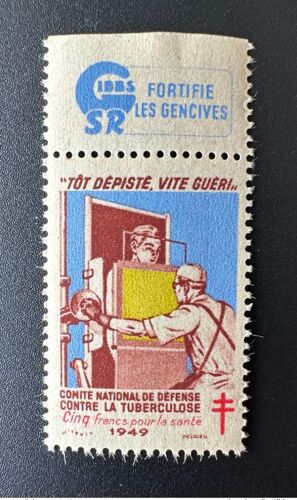 France 1949 Antituberculeux Tuberculose Tuberculosis Tuberkulose Tot Depiste, Vite Gueri Cinq Francs Pour La Sante Gibbs