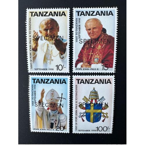 Tanzania 1990 Mi. 694 - 697 Specimen Pape Jean-Paul Ii Papst Johannes Paul Pope John Paul