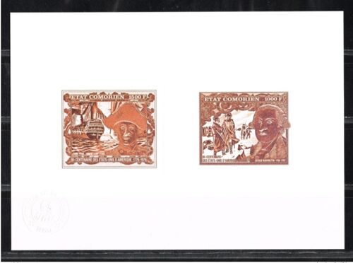 Comores 1976 Mi. 264 - 265 Epreuve D'artiste Collective Artist Proof Bicentenaire Des Usa Etats-Unis Washington Jones