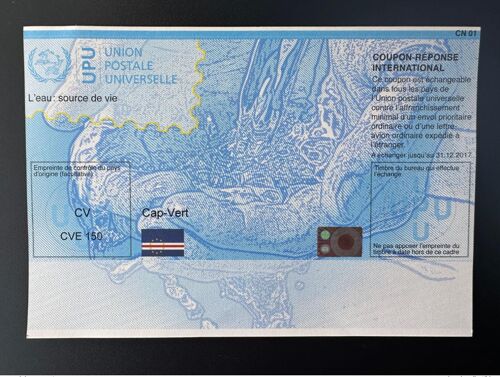 Cape Kap Cabo Verde Upu Union Postale Universelle L'eau Source De Vie Water Coupon-Reponse International Irc Ias Cri