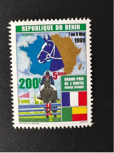 Benin 1999 Mi. 1225 200 F Fauna Faune Horse Riding Cheval Hippisme Pferd Grand Prix De L'amitie France Afrique