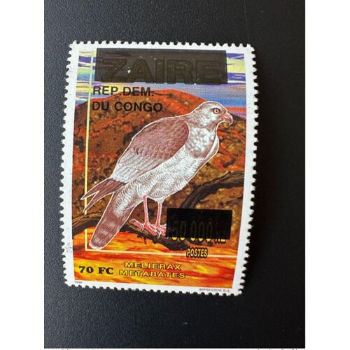 Congo Kinshasa 2000 Mi. 1530 Surcharge Overprint Zaire Melierax Metabates Oiseau Rapace Bird Of Prey Greifvogel Fauna
