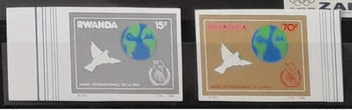 Rwanda 1986 Cob 1289 - 1292 Imperf Non Dentele Annee Internationale De La Paix Year Peace Jahr Friendens Dove Colombe