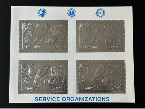 Mongolie Mongolia 1993 Mi. 2476 A Klb M/S Silver Argent Rotary Lions Butterfly Owl Eule Panda Papillon Chouette