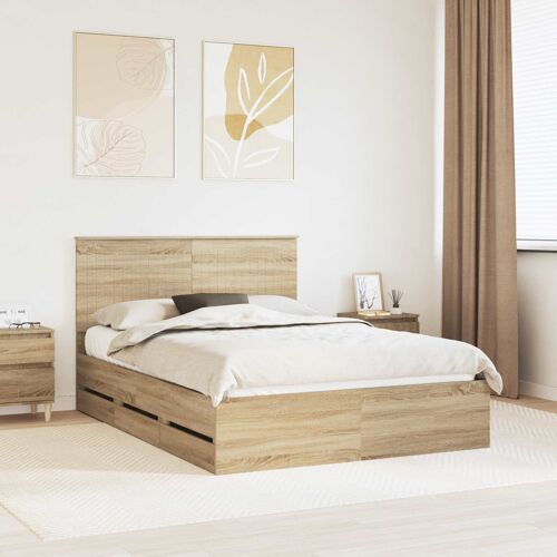 vidaXL Cadre de lit Chêne Sonoma 140 x 190 cm Bois Ingénierie