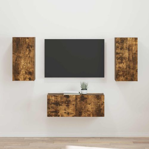 vidaXL Ensemble meuble TV 2 pcs Chêne fumé Bois d'ingénierie