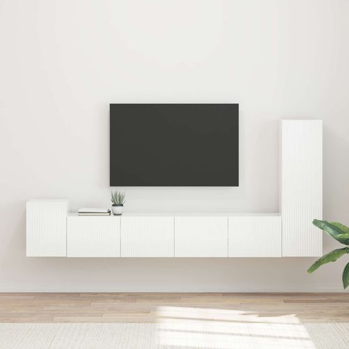 vidaXL Ensemble meuble TV 3 pcs Blanc brillant Bois d'ingénierie