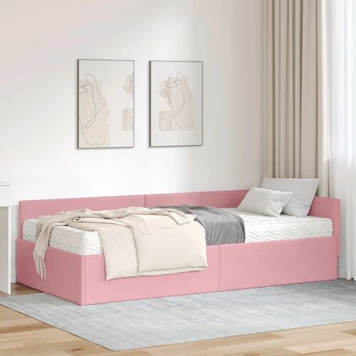vidaXL Cadre de lit d'angle avec matelas Autre 2 pcs Gris Velours