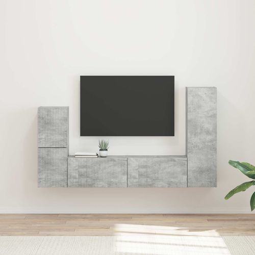 vidaXL Ensemble meuble TV 4 pcs Gris béton Bois d'ingénierie