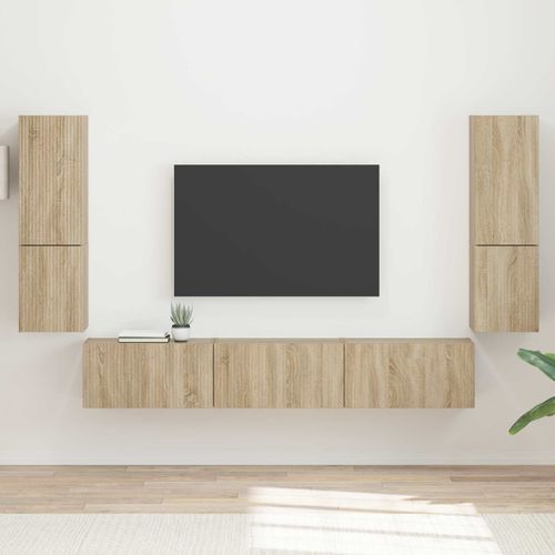 vidaXL Ensemble meuble TV 4 pcs Chêne Sonoma Bois d'ingénierie