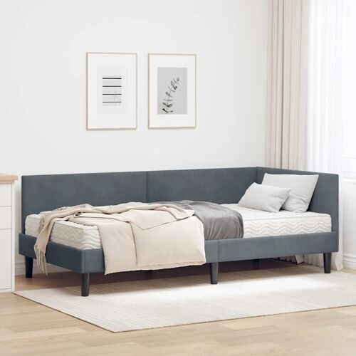 vidaXL Cadre de lit d'angle avec matelas Autre 2 pcs Gris Velours