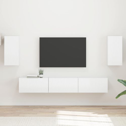 vidaXL Ensemble meuble TV 3 pcs Blanc brillant Bois d'ingénierie