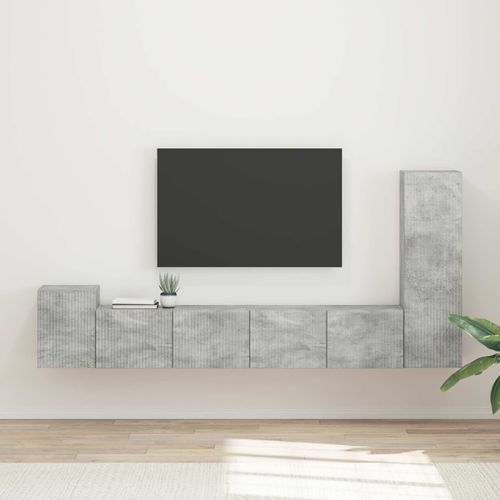 vidaXL Ensemble meuble TV 3 pcs Gris béton Bois d'ingénierie
