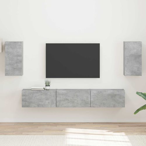 vidaXL Ensemble meuble TV 3 pcs Gris béton Bois d'ingénierie