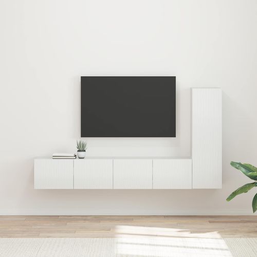 vidaXL Ensemble meuble TV 2 pcs Blanc brillant Bois d'ingénierie