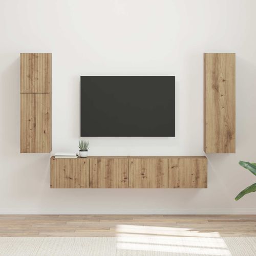 vidaXL Ensemble meuble TV 4 pcs Chêne artisanal Bois d'ingénierie