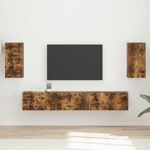 vidaXL Ensemble meuble TV 3 pcs Chêne fumé Bois d'ingénierie