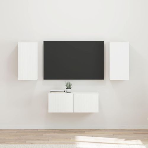 vidaXL Ensemble meuble TV Montage mural 6 pcs Blanc Bois d'ingénierie