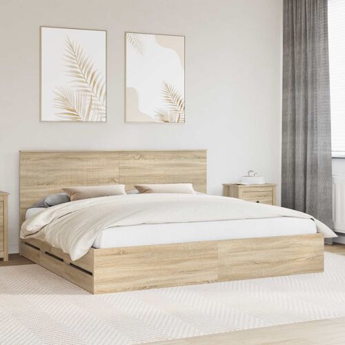 vidaXL Cadre de lit Chêne Sonoma 200 x 200 cm Bois Ingénierie