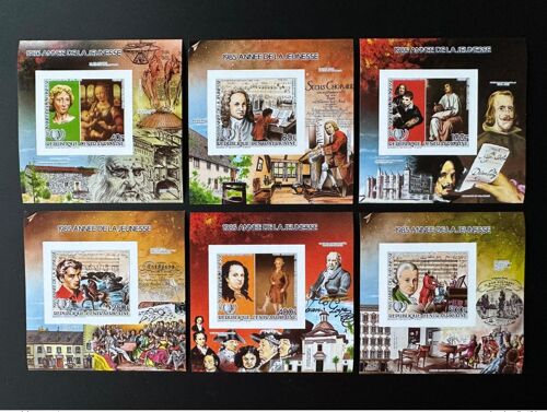 Centrafricaine Central Africa 1985 Mi. Bl. 351 - 356 B Imperf Nd Annee Jeunesse Year Youth Jahr Jugend Vinci Bach Mozart