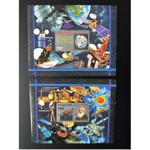 Djibouti 1987 Mi. Bl. 141 - 142 Nd Imperf 25eme Anniversaire Satellite Telstar Espace Space Raumfahrt Samuel Morse