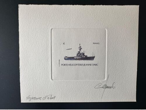 France 2009 Yt 4423 Epreuve D'artiste Etat Proof Jeanne D'arc Navire Porte-Helicopteres Helicopter Sans Valeur Faciale