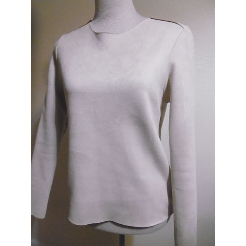 Zara Sweat Simili Daim Beige Clair En Très Bon État Avantage : Aussi Chaud Qu Un Gros Pull Mais Plus Léger Sous Une Veste ! Hauteur=58 Cm Sous Aisselles=45 Cm T 36