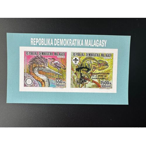 Madagascar Madagaskar 1993 Mi. 1534ba 1535bc Klb Nd Silver Overprint Scouts Jamboree Baden-Powell Lions International