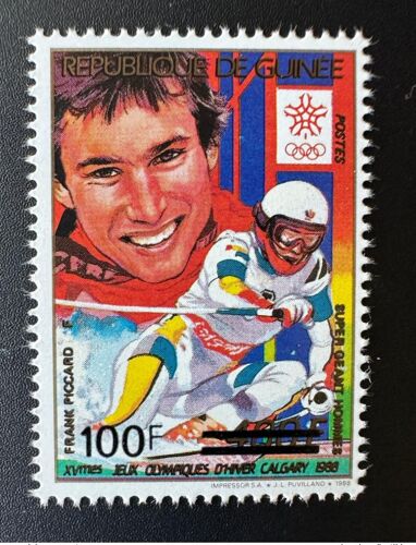 Guinee Guinea 1991 Mi. 1327 Surcharge Overprint Jeux Olympiques Hiver Calgary 1988 Winter Olympic Games Ski Neuf Mnh **