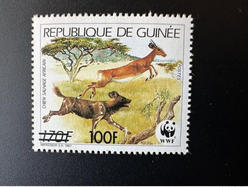 Guinee Guinea 1991 Mi. 1323 Surcharge Overprint Wwf Faune Fauna Panda Chien Sauvage Africain Gazelle Wild Dog Hund Mnh**