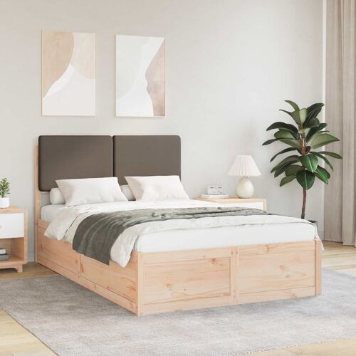 vidaXL Cadre de lit avec tête de lit rembourrée Taupe 120 x 190 cm