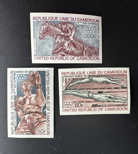 Cameroun Cameroon 1972 Mi. 700 - 702 Nd Imperf Jeux Olympiques Munich Munchen Olympic Games Cheval Horse Boxe Boxing