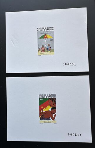 Cameroun Cameroon Kamerun 1986 Mi. 1141 - 1142 Epreuve De Luxe Proof Annee Africaine Vaccination Immunisation