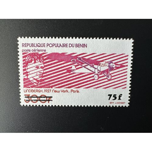 Benin 1985 Mi. 391 Charles Lindbergh Paris New York Avion Airplane Flugzeug Surcharge Overprint