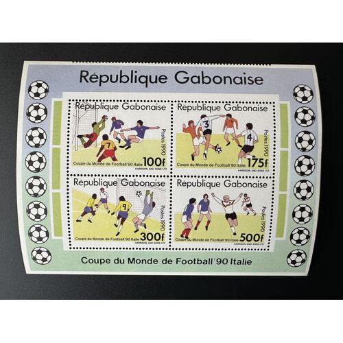 Gabon Gabun 1990 M/S Bl. Mi. A65 Variete Error Fifa World Cup Wm Coupe Du Monde Italy Italia Italie Football Soccer