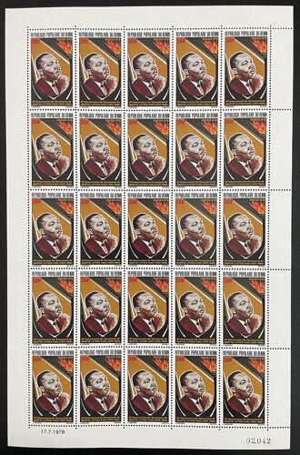 Benin 1978 Yt 418 Planche Sheet Martin Luther King Assassinat Anniversaire Droits Civiques Paix